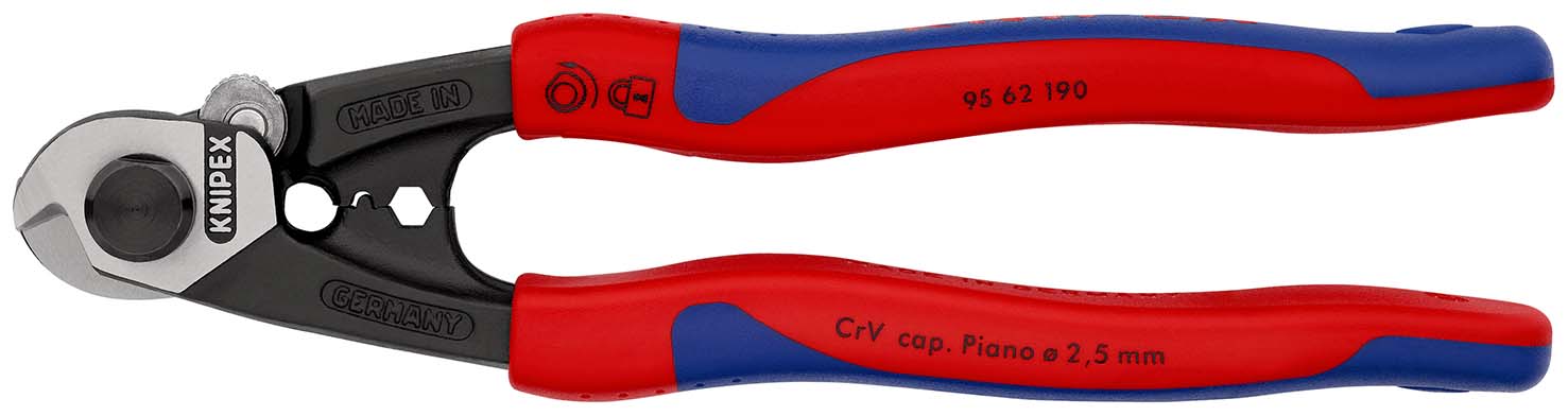 Coupe-câbles acier 190mm - Ø2,5-4-5-7mm - Gainage bi-matière