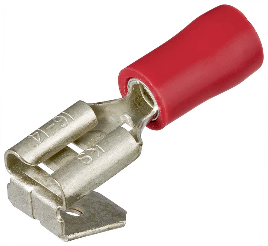Cosse clip à languette, isolée, rouge, 6,3 x 0,8 mm, section de fil de 0,5 à 1 mm2