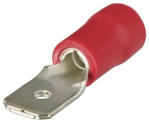 Cosse à languette, isolée, rouge, 6,3 x 0,8 mm, section de fil de 0,5 à 1 mm2